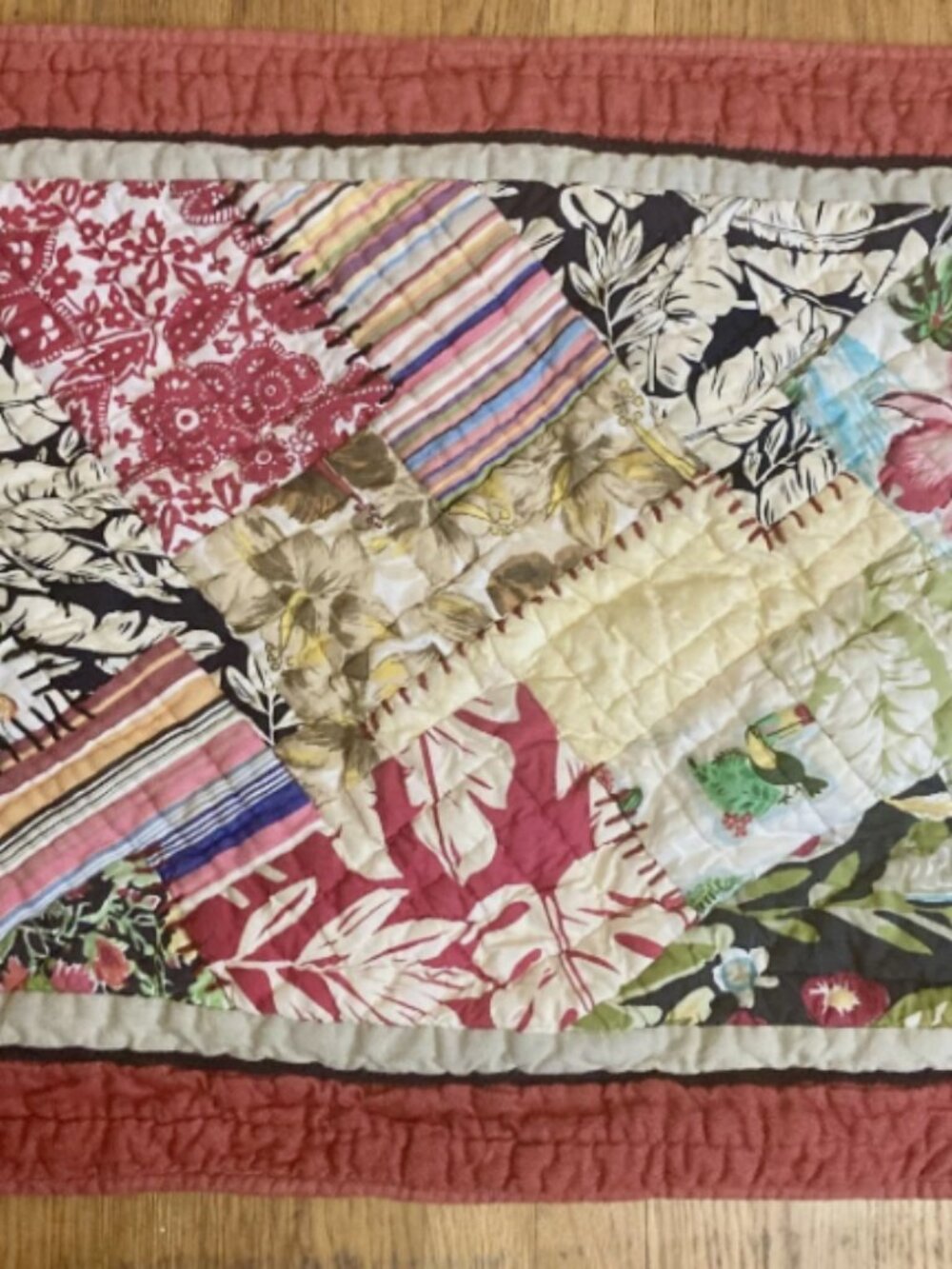 2 Pottery Barn Salsa Luau Hawaiian Quilted Patchwork STANDARD Pillow Shams